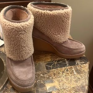 UGG Authentic Leather & Shearling Booties. Size 9.5. Excellent Used Condition.